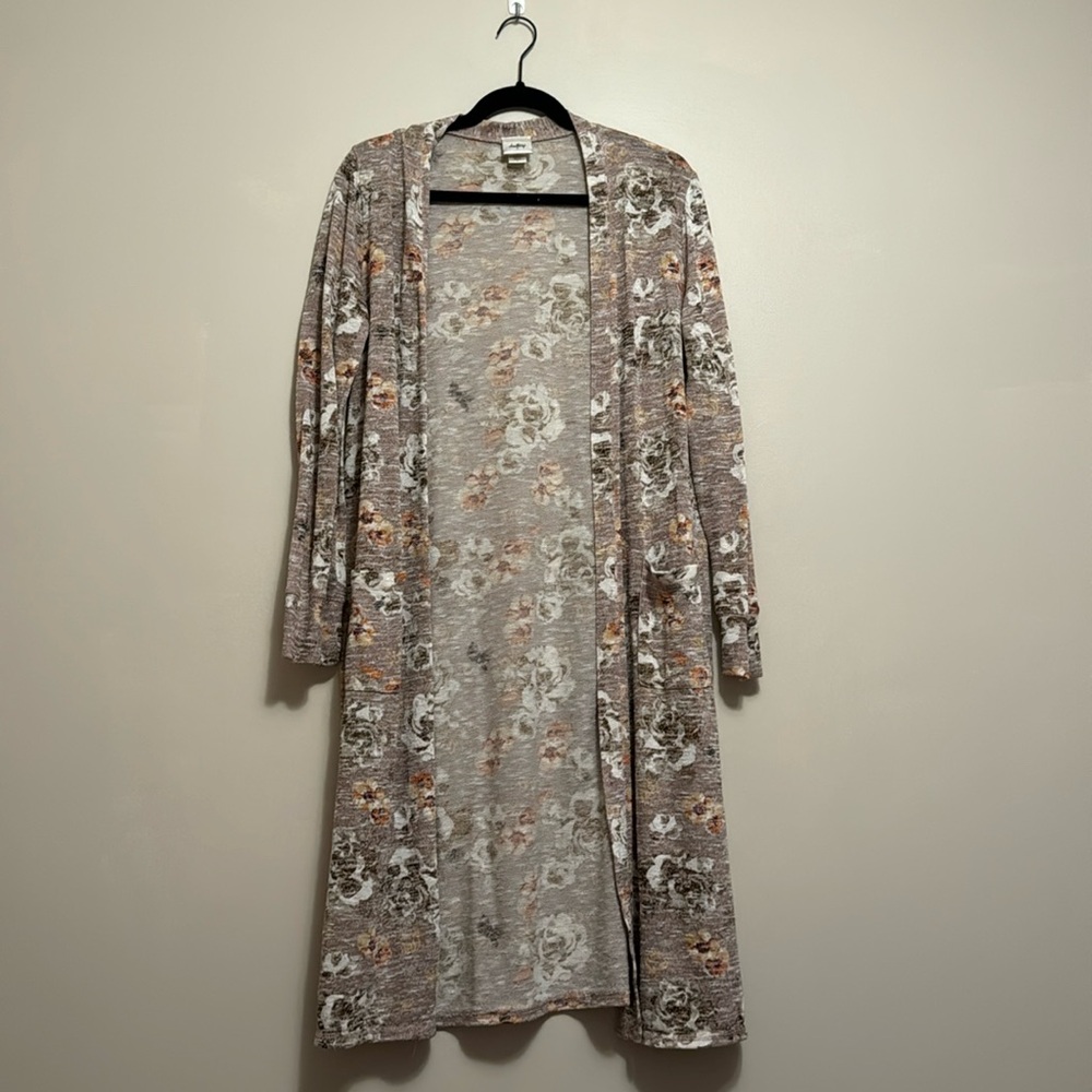 Knee length floral cardigan